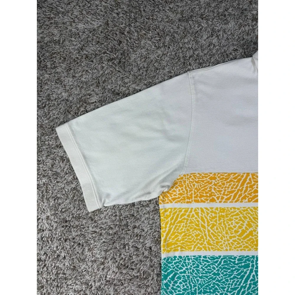 Nike Air Jordan Men's XXL Elephant Print Polo Shirt White Yellow Teal Jumpman